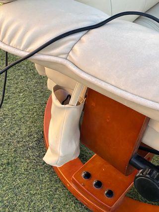 Sillón relax beige polipiel y madera