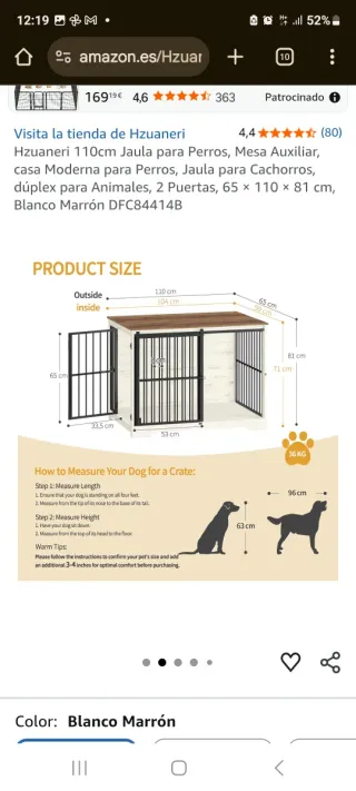 Jaula Perro Marrón y Blanco