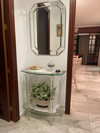 Mesa de entrada cristal y espejo