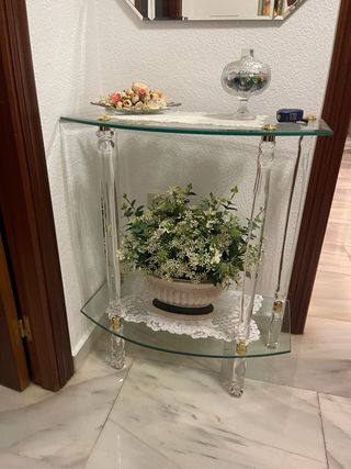 Mesa de entrada cristal y espejo