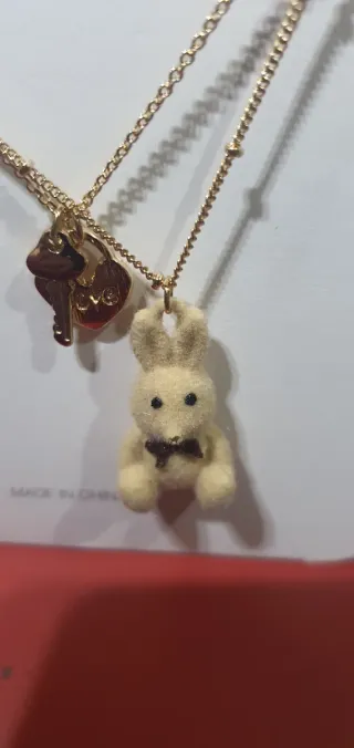 Collar doble Zara oso y candado con llave