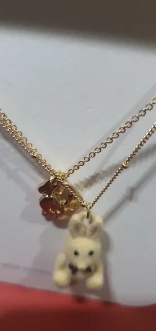 Collar doble Zara oso y candado con llave