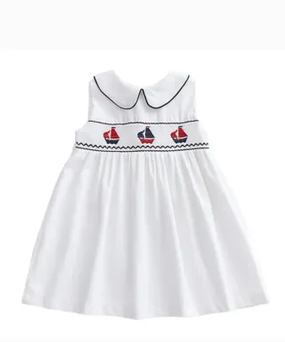 Vestido blanco niña con barcos 100% algodón