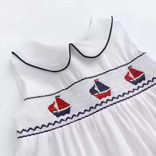 Vestido blanco niña con barcos 100% algodón