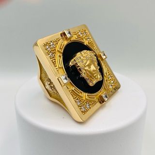 SELLO GRANDE MEDUSA ONIX 18K
