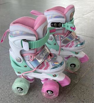 Patines 4 Ruedas Niña Rosa y Menta