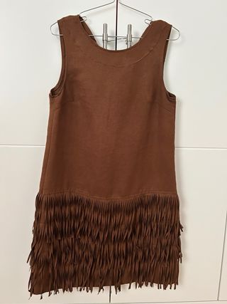 Vestido Sfera flecos marrón Talla M