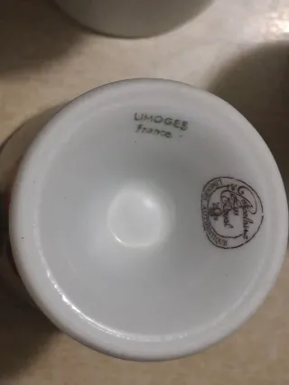 5 tazas de porcelana Limoges con frutas