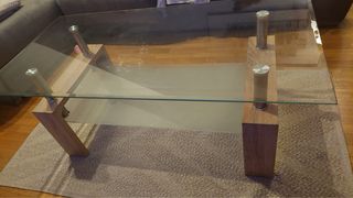 Tavolo da centro in legno e vetro seminuovo