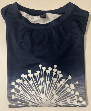 Camiseta manga larga mujer azul y gris