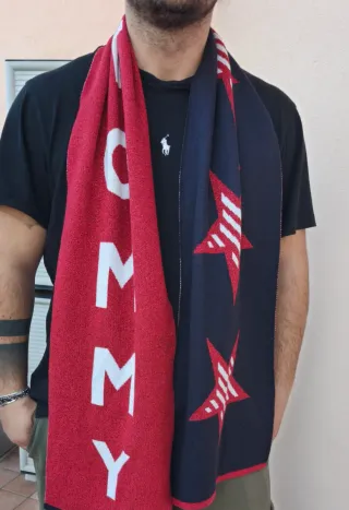 Sciarpa Tommy Hilfiger Logo Stella Rossa Blu