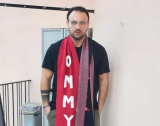 Sciarpa Tommy Hilfiger Logo Stella Rossa Blu