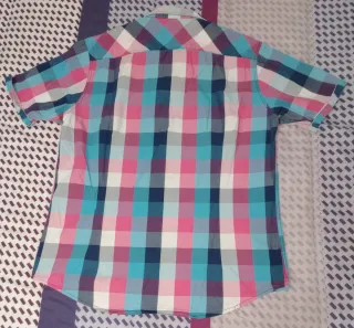 Camisa cuadros de colores, hombre, talla M