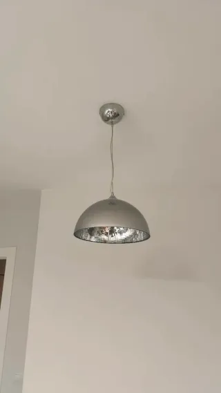 2 Lámparas Colgantes Metálicas Plateadas