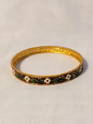 Pulsera India Floral marrón y dorado