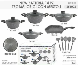 Batteria 14 pz Tegami Grigio con Mestoli