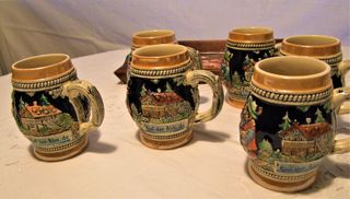 Set 6 Boccale Birra Ceramica Dipinti