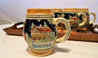 Set 6 Boccale Birra Ceramica Dipinti