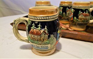 Set 6 Boccale Birra Ceramica Dipinti