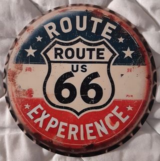 Póster Metal Vintage Ruta 66 Desgastado