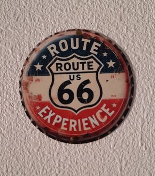 Póster Metal Vintage Ruta 66 Desgastado