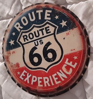 Póster Metal Vintage Ruta 66 Desgastado