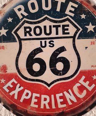 Póster Metal Vintage Ruta 66 Desgastado
