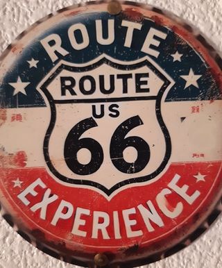 Póster Metal Vintage Ruta 66 Desgastado