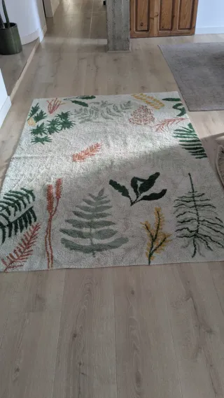 Alfombra Lorena Canals Lavable Diseño Hojas