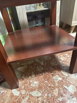 Tavolo ausiliario in legno e vetro