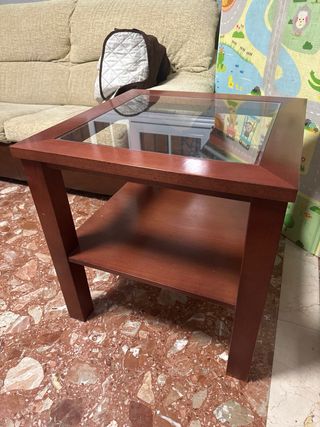 Tavolo ausiliario in legno e vetro