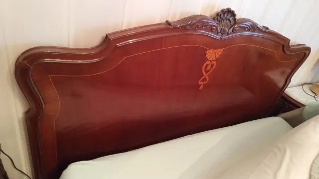 Cama Matrimonio Caoba, Luis XV, somier,cortinas y+