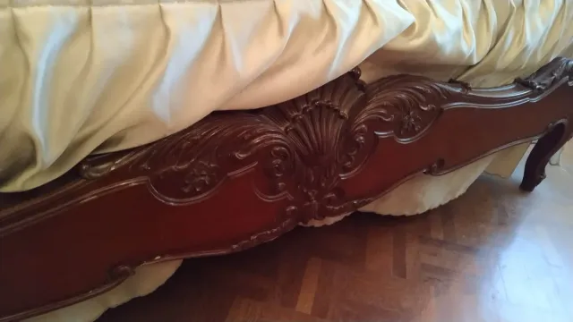 Cama Matrimonio Caoba, Luis XV, somier,cortinas y+