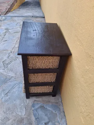 Mueble Madera y Mimbre Verduras Antiguo