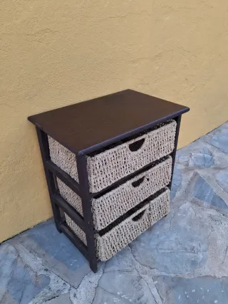 Mueble Madera y Mimbre Verduras Antiguo