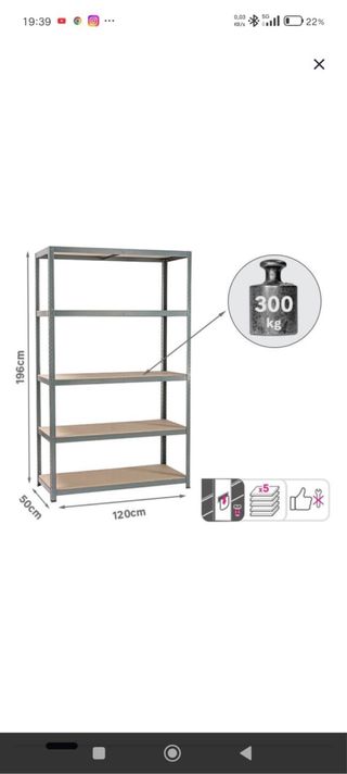 Estantería metálica de 5 baldas,