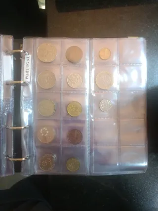 Álbumes con monedas de distintos paises