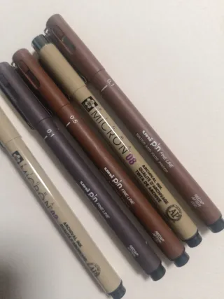 Set di 5 penne Micron e Uni Pin