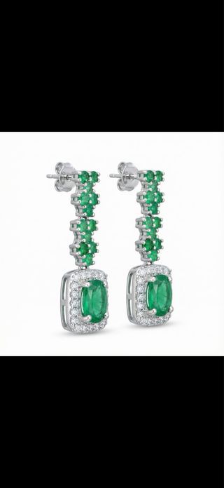 Pendientes Plata 925 Baño Oro Blanco 18k