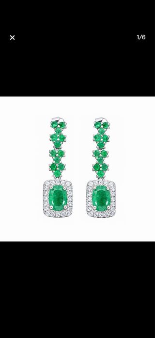 Pendientes Plata 925 Baño Oro Blanco 18k