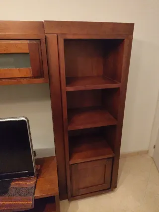 Mueble Estantería Madera y Cristal. Roble macizo