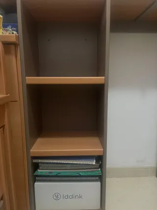 Cama doble y estantería con cajón