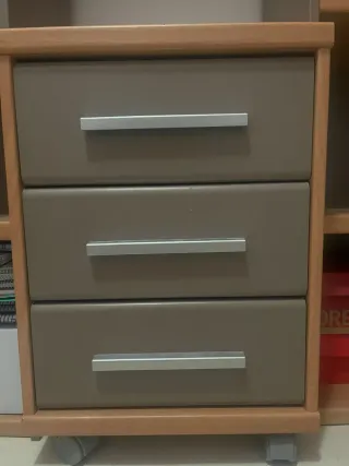 Cama doble y estantería con cajón