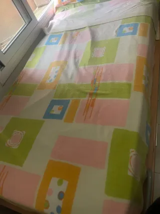 Cama doble y estantería con cajón