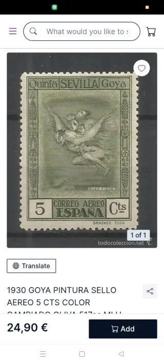 Sello España 1930 Goya Correo Aéreo 5 Cts
