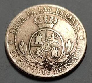 Moneda 2 1/2 cent. Escudo 1868 Isabel II España