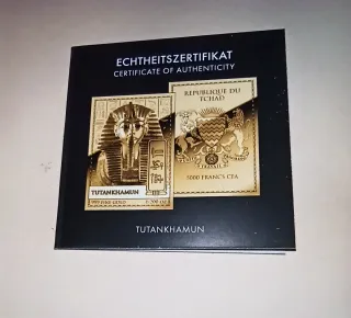 Moneda Oro puro 24 kilates del joven Tutankhamun