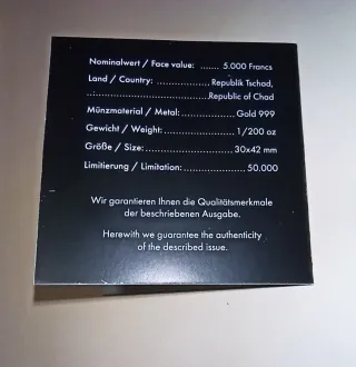 Moneda Oro puro 24 kilates del joven Tutankhamun