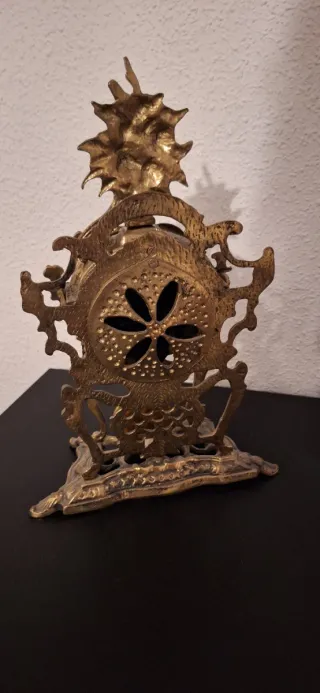 Conjunto Candelabros y Reloj Bronce