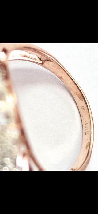 Anillo Oro Rosa 9kt Zafiro Azul Diamantes